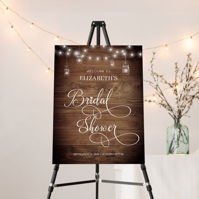 Chic Rustic Barn Wood Script Bridal Shower Welcome Foam Board (In Situ (Stand))