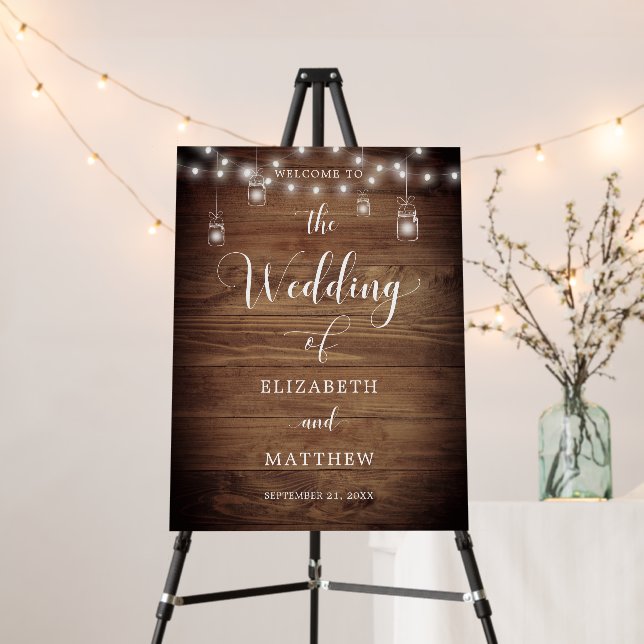 Chic Rustic Barn Wood Script Wedding Welcome Sign (In Situ (Stand))