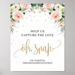 Chic Rustic blush pink floral gold oh, snap sign