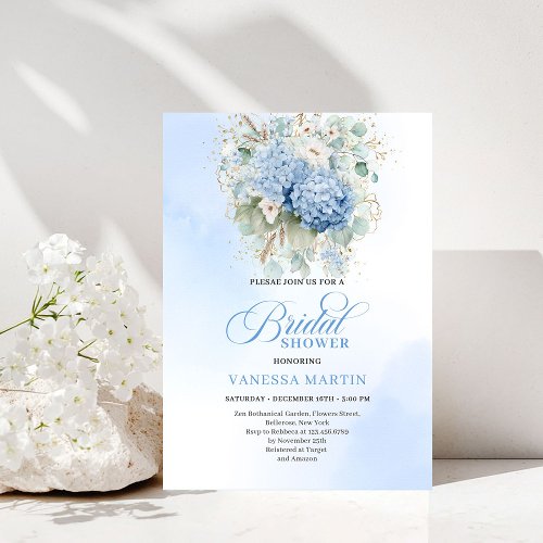 Chic Rustic Bohemian Blue Hydrangeas Bridal Shower