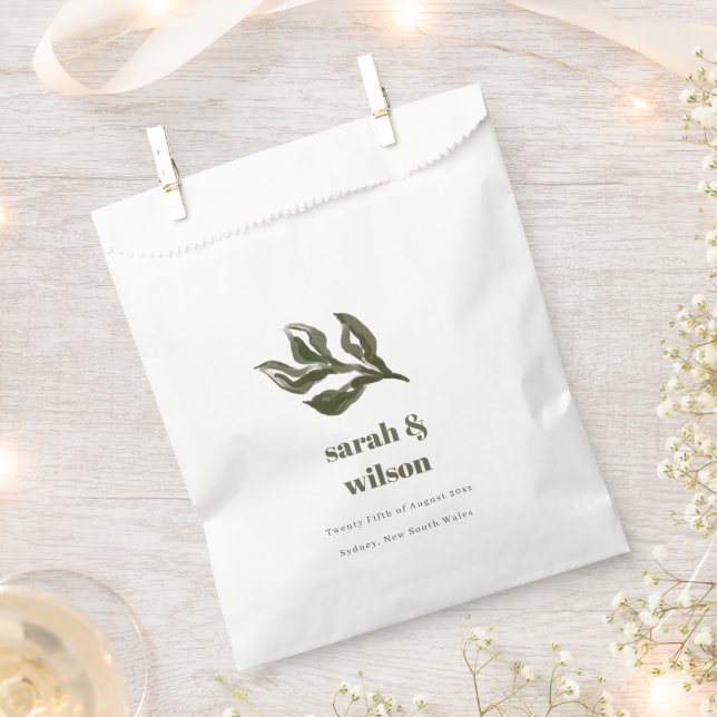 Chic Rustic Boho Retro Green Botanical Wedding Favor Bag (Clipped)
