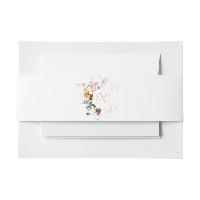 Chic Rustic Boho Wildflower Floral Garden Wedding Invitation Belly Band (Front Example)