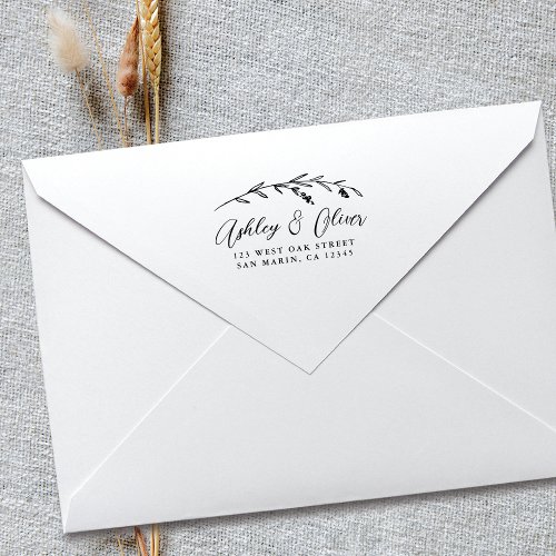 Chic Rustic Boho Wildflower Wedding Return Address Self_inking Stamp