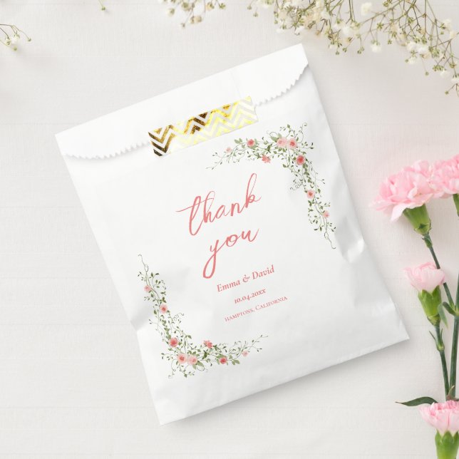 Chic Rustic botanical roses Wedding Favor Bag (Sealed)