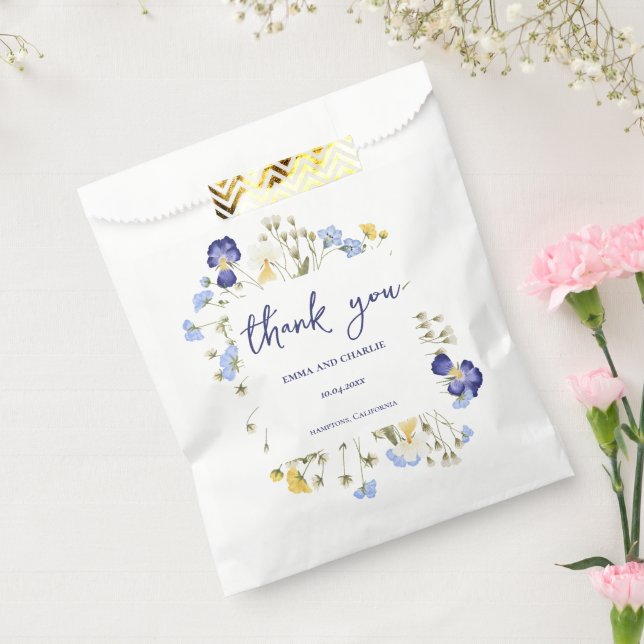 Chic Rustic botanical wildflowers blue Wedding Favor Bag (Sealed)