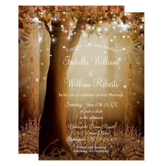 Chic Rustic Country Tree String Lights Wedding Invitation | Zazzle.com