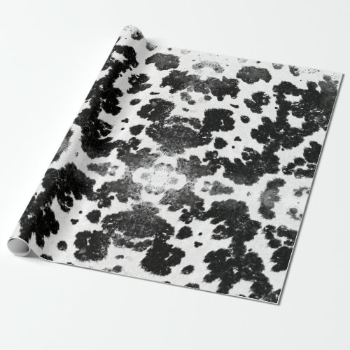 Chic Rustic Cow Print Black and White Wrapping Paper