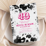Chic Rustic Cow Print Hot Pink 40th Birthday Party Invitation<br><div class="desc">Chic Rustic Cow Print Hot Pink 40th Birthday Party Invitation</div>