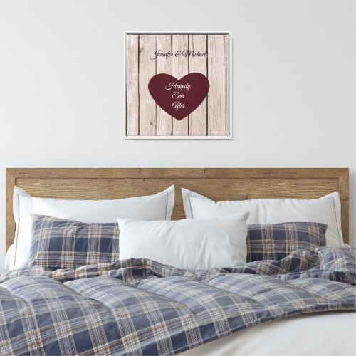 Chic Rustic Faux Wood Heart Wedding Canvas Print