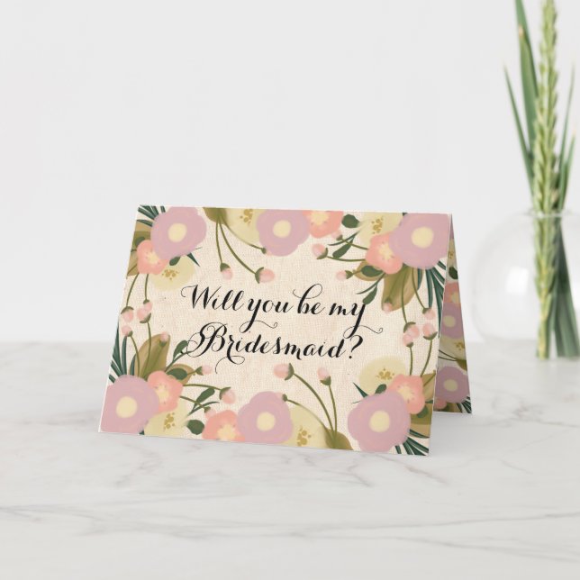 Chic Rustic Floral Will You Be My Bridesmaid Invitation (Front)