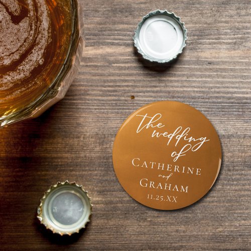 Chic Rustic Gold Typography Custom Simple Wedding Bottle Opener