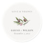 Chic Rustic Minimal Olive Branch Foliage Wedding Classic Round Sticker