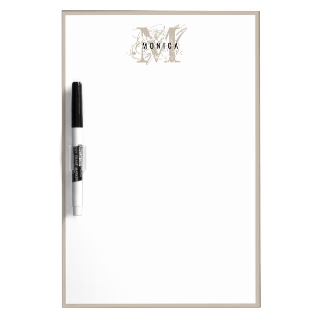 Chic Rustic Modern Beige Monogram Minimalist Dry Erase Board (Front)