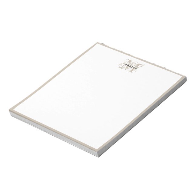 Chic Rustic Modern Beige Monogram Minimalist  Notepad (Rotated)