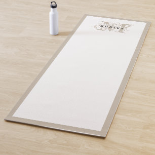 Chic Rustic Modern Beige Monogram  Yoga Mat