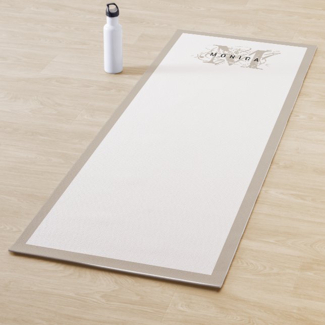 Chic Rustic Modern Beige Monogram  Yoga Mat (In Situ)