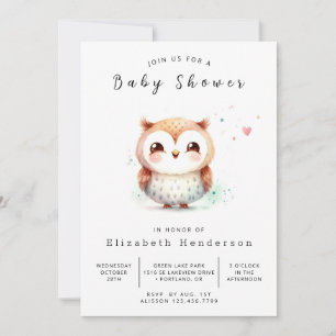 Chic Rustic Owl Baby Shower Invitation