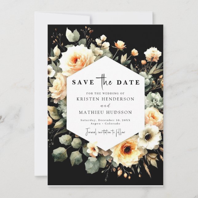 Chic Rustic Peach Wedding  Save The Date (Front)