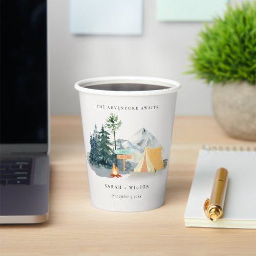 Chic Rustic Pine Woods Camping Mountain Wedding Paper Cups
