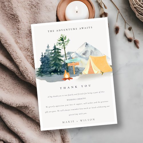 Chic Rustic Pine Woods Camping Mountain Wedding Thank You Card