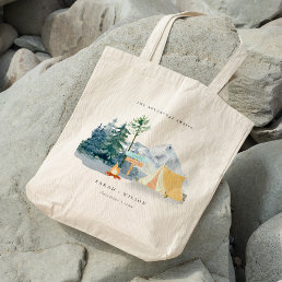 Chic Rustic Pine Woods Camping Mountain Wedding Tote Bag