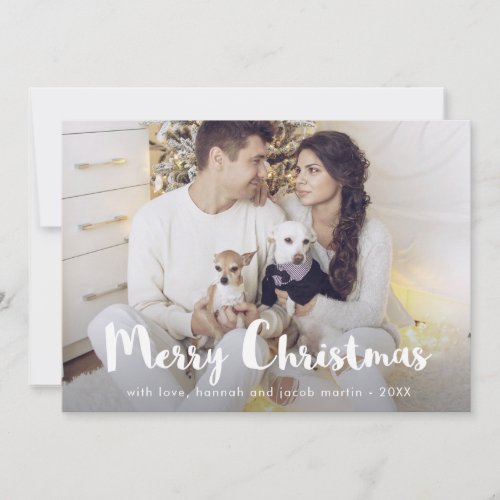 Chic Rustic Plaid with Photo Merry Christmas Holiday Card