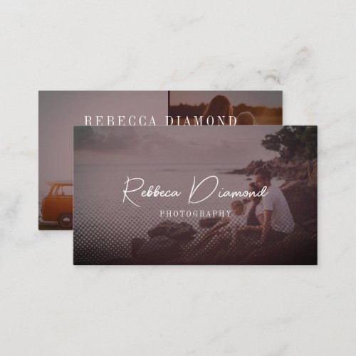 Chic Rustic Rose Gold Overlay 4 Photos Script Business Card