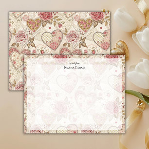 Chic Rustic Roses Heart Stationery Note Card