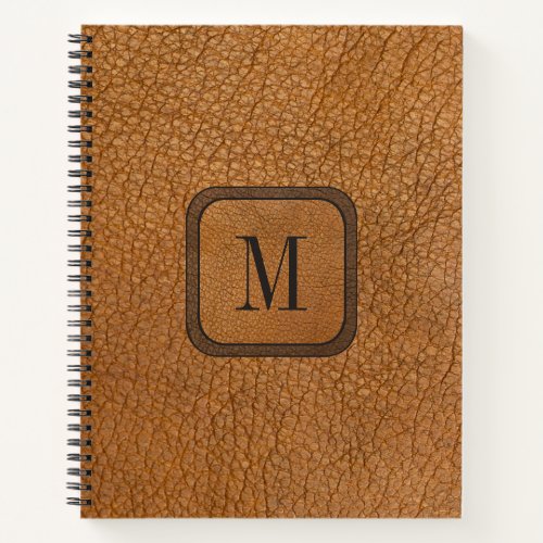  Chic Rustic Vintage Brown Boho Leather Monogram Notebook