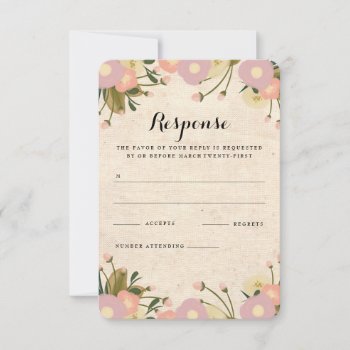 Chic Rustic Watercolor Floral Canvas Wedding Rsvp by Jujulili at Zazzle