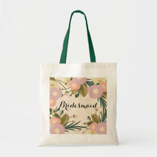 Chic Rustic Watercolor Floral Custom Bridesmaid Tote Bag