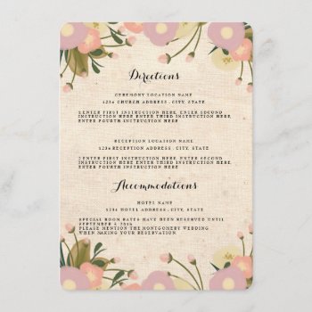 Chic Rustic Watercolor Floral Wedding Directions Enclosure Card by Jujulili at Zazzle