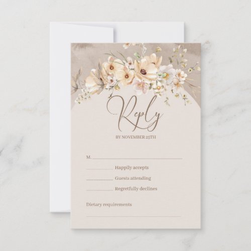 Chic Rustic watercolor wildflower summer rsvp card