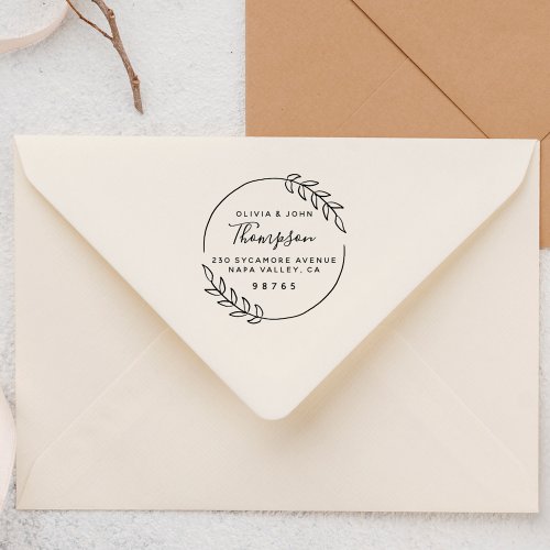Chic Rustic Wedding Names Return Address Self_inking Stamp