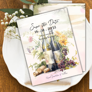 Chic Rustic Winery Grapevine-Inspired Wedding Announcement Postcard