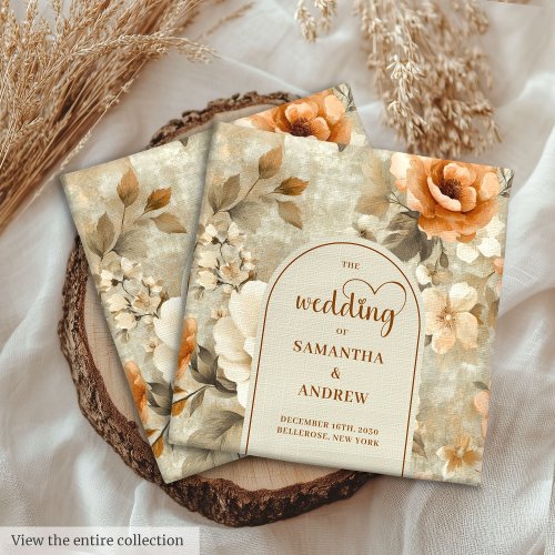 Chic Rusty Beige Sage Green Floral Wedding Napkins