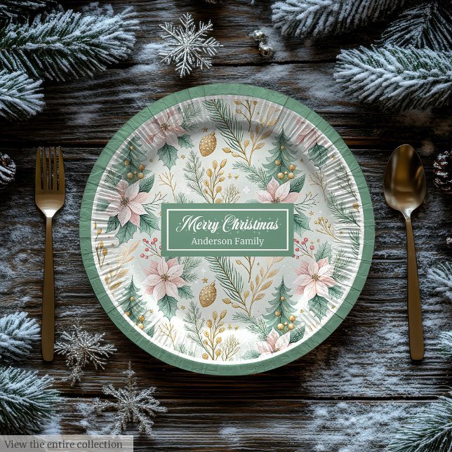 Chic Sage and Gold Paper Plates Luxury Holiday  (Chic Sage and Gold Paper Plates Luxury Holiday )
