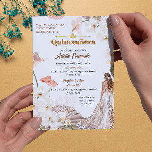 Chic Sage & Blush Floral Quinceañera Invitation