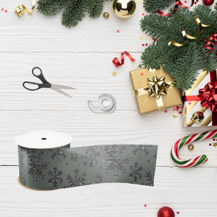 Chic Sage Christmas w/ Elegant Snowflakes Satin Ribbon