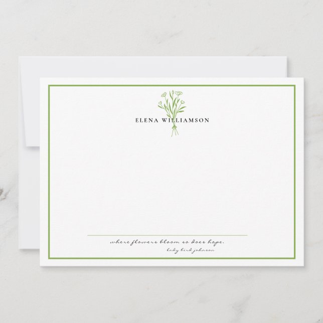 Chic Sage Frame - Flowers & Hope Personalized Note Card (Front)