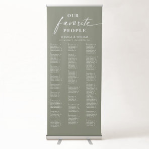 Chic Sage Green Alphabetical Wedding Seating Chart Retractable Banner