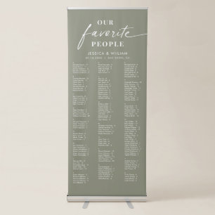 Chic Sage Green Alphabetical Wedding Seating Chart Retractable Banner