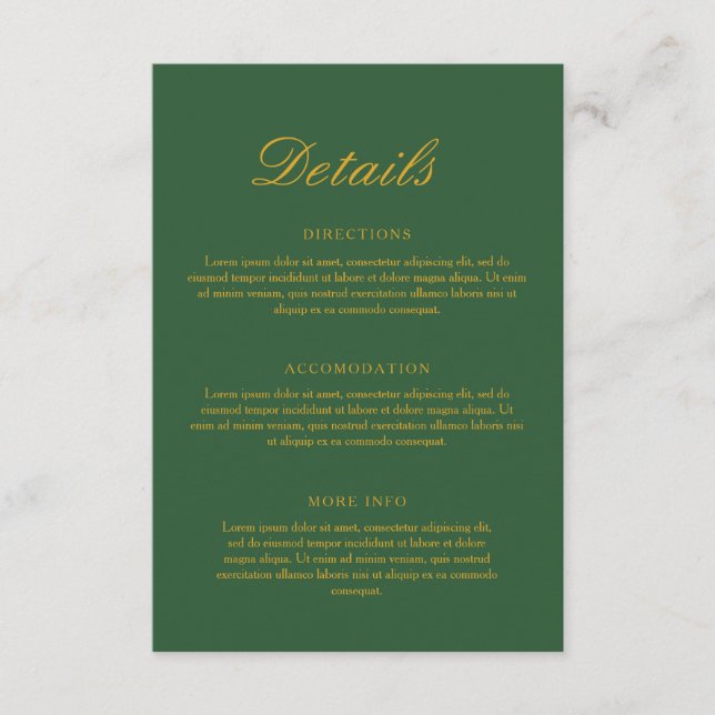 Chic Sage Green and Gold Elegant Wedding Enclosure Card (Front)