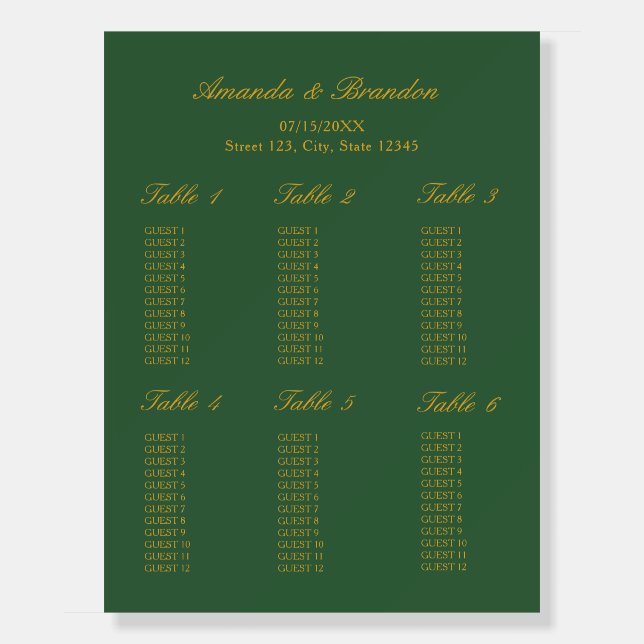 Chic Sage Green and Gold Elegant Wedding Foam Board (Front)