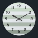 Chic Sage Green and White Stripes Large Clock<br><div class="desc">Chic Sage Green and White Stripes</div>