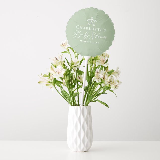 Chic Sage Green Baby Shower Personalized Balloon (Vase)