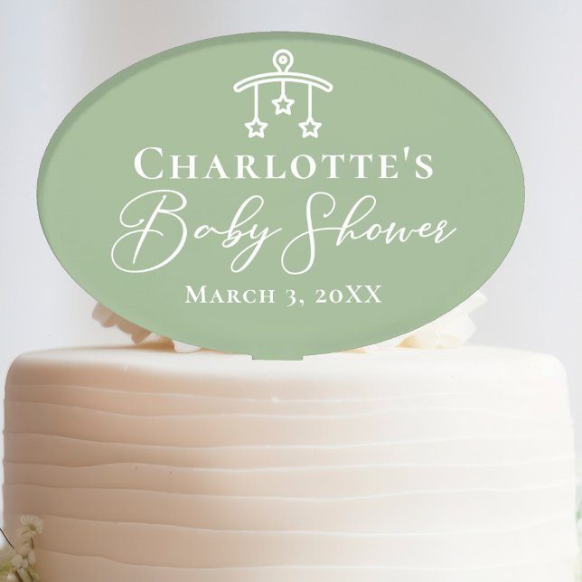Chic Sage Green Baby Shower Personalized Cake Topper (Creator Uploaded)