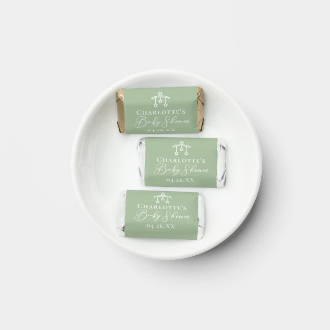 Chic Sage Green Baby Shower Personalized Hershey's Miniatures (Plate)