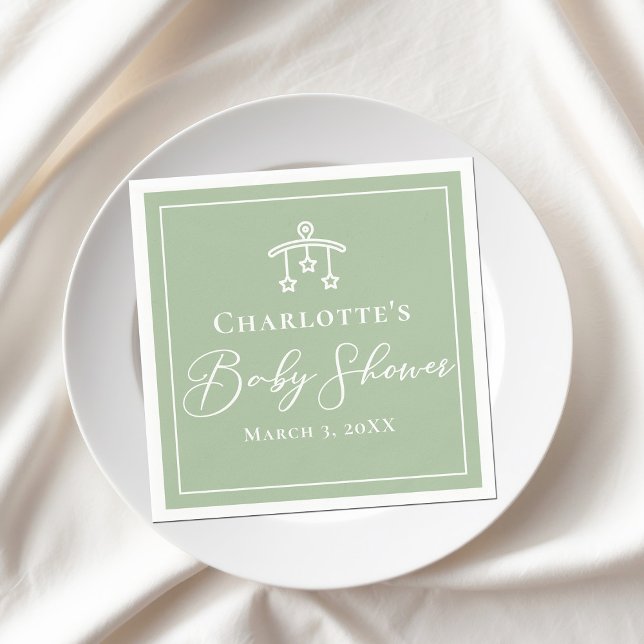 Chic Sage Green Baby Shower Personalized Napkins (Creator Uploaded)