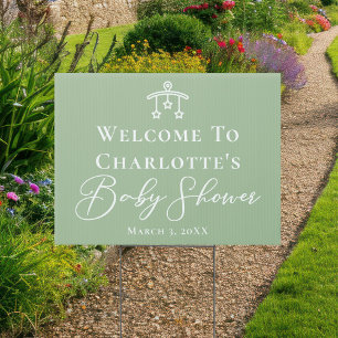 Chic Sage Green Baby Shower Personalized Yard Sign